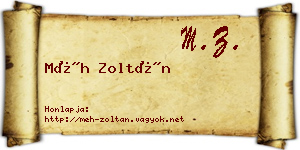 Méh Zoltán névjegykártya